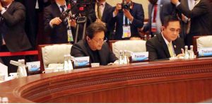 Prime Minister Imran Khan delivering Remarks during the Leaders Roundtable Session of 2nd Belt and Road Forum in International Convention Center, Yanqi Lake China on April 27, 2019.